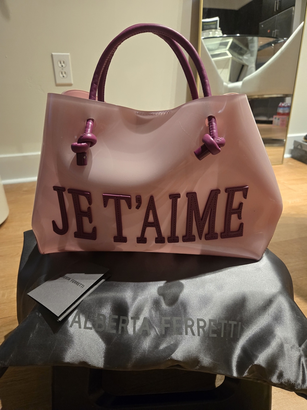 Alberta Ferretti Pink 'Je t'aime' Tote Bag